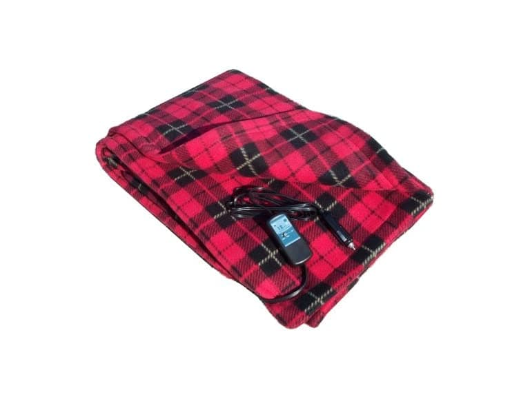 Trillium Heated Fleece Blanket Red Plaid - Image 1