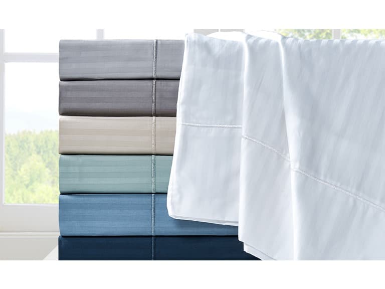 500TC Cotton Damask Stripe 4PC Sheet Set - Image 1