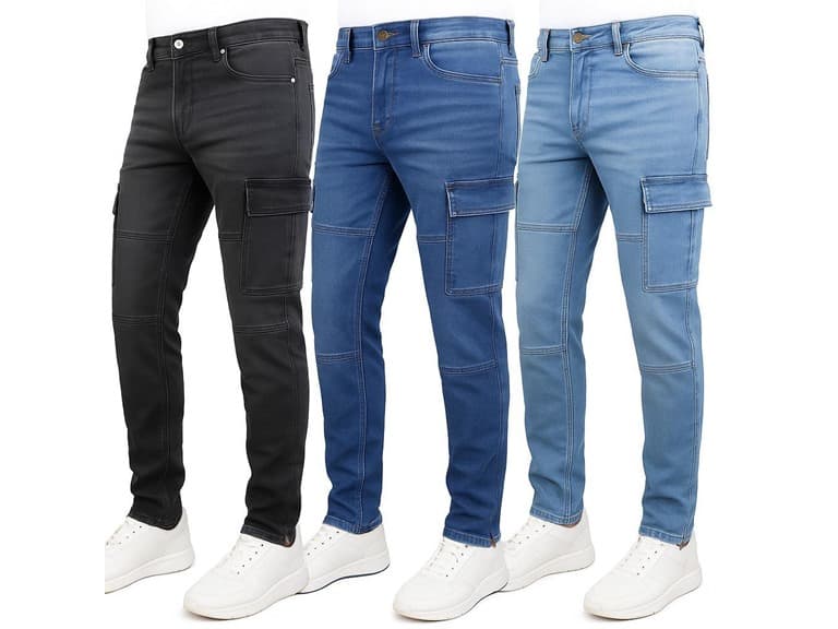 2Pk Asst Mens Stretch Cargo Jeans - Image 1