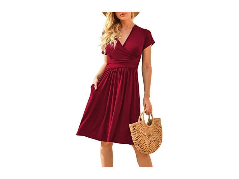 Lilbetter Women Summer Casual Short Dress Wine - Image 1