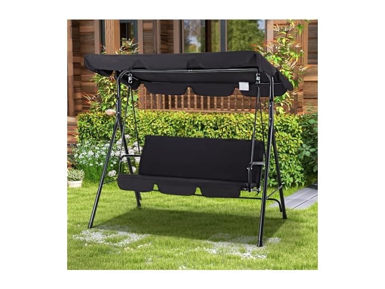 Esright Patio Swings Outdoor, 3-Seat Outdoor Porch Swing Chair - Image 1