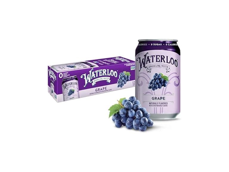 12pk Waterloo Sparkling Water, Grape Naturally Flavored - Image 1