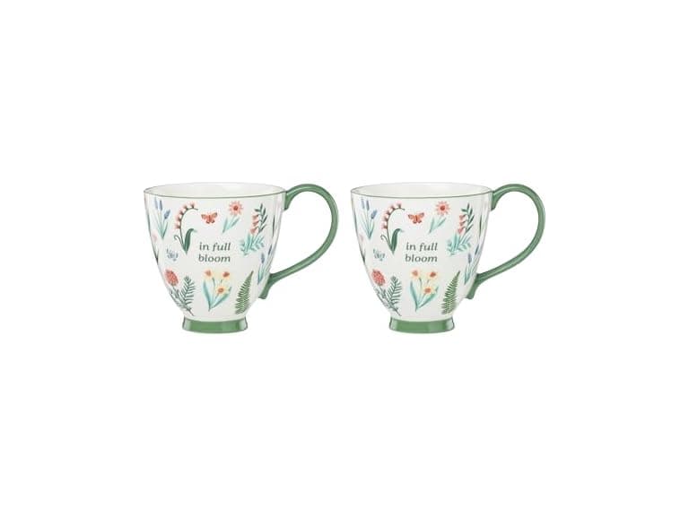 Oneida Coffee Mug Set, First Blooms Green Mugs 2 Pieces - Image 1