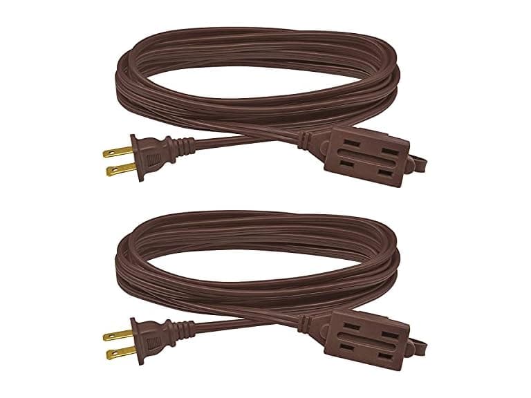 Clear Power 2-Pack 12FT 3 Outlet Indoor Extension Cord 16/2 SPT-2 - Image 1