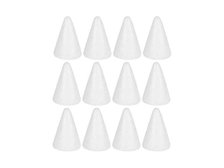 12-Pc White Foam Cones for DIY Crafts - Image 1