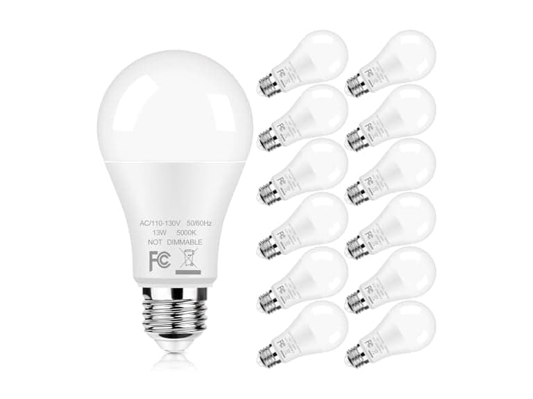 GoBright 12-Pack A19 LED Light Bulbs, 5000K - Image 1