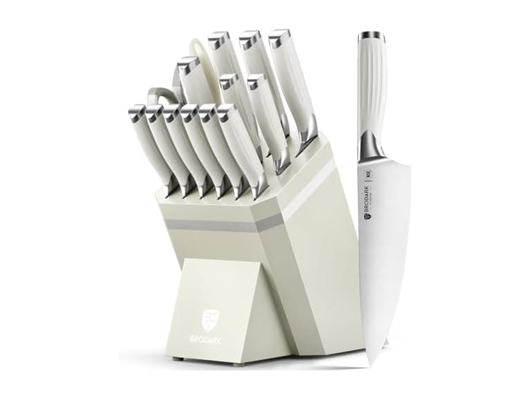 BRODARK White Knife Set with Block - Image 1