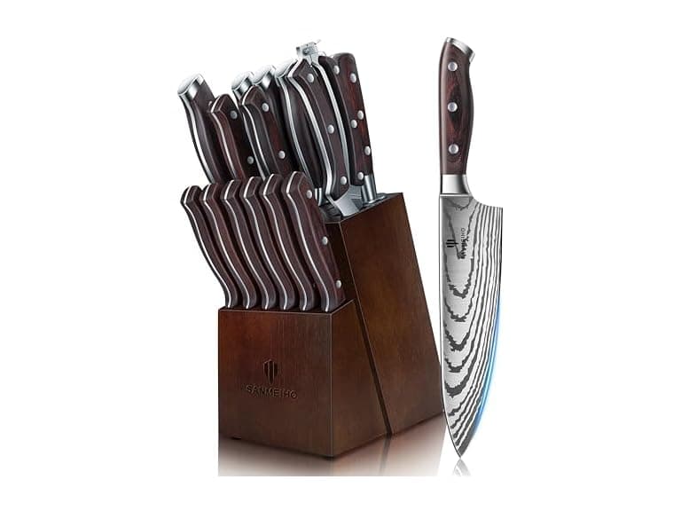 16-Piece High Carbon Knife Set w/ Block - Image 1