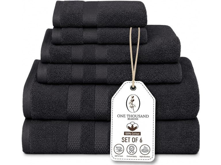 6Pc Luxury Bath Towel Set (3-Stripe) - Image 1