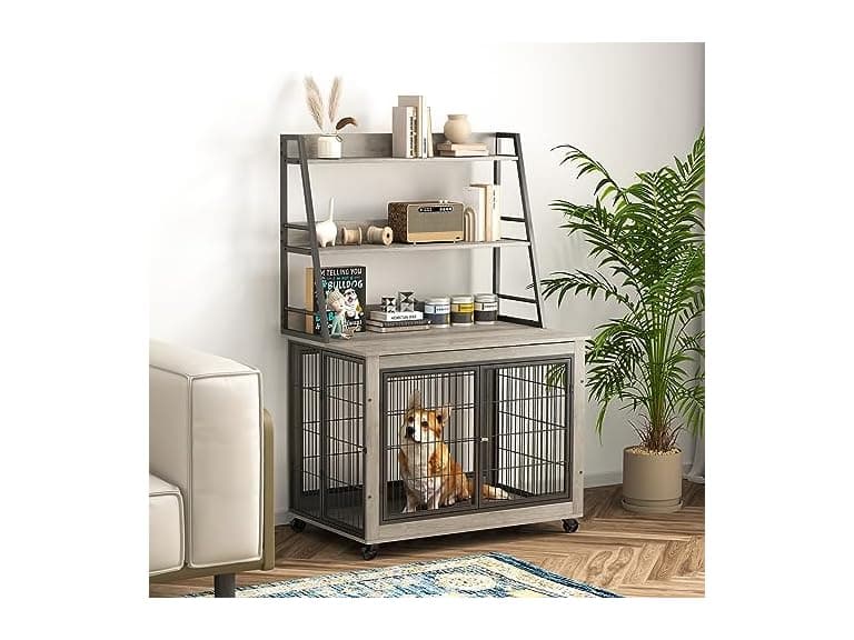 Okak Dog Crate Side Table Grey - Image 1