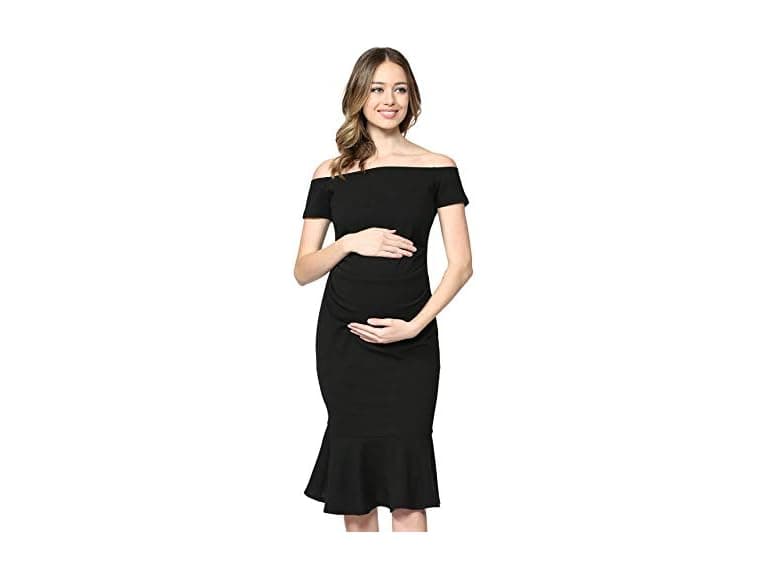 LaClef Women (XL) Off Shoulder Maternity Hem Dress - Image 1