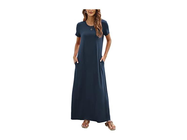 Hount Women (L) Dresses Casual Summer Maxi Pockets - Image 1