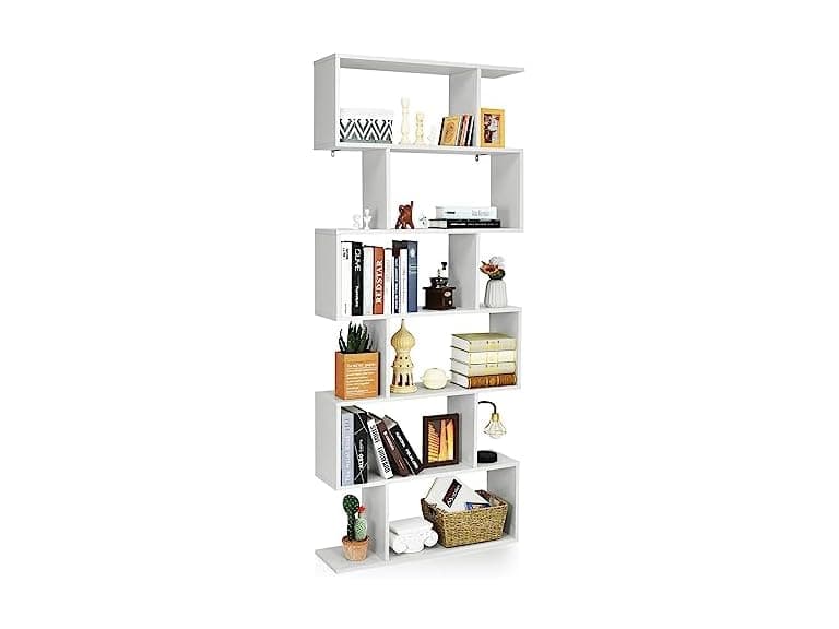 BETTARY 6-Tier S-Shaped Bookshelf White - Image 1