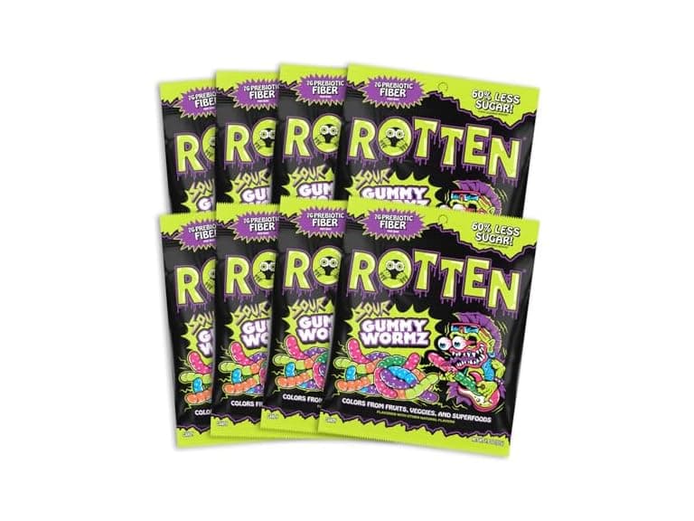 8PK Rotten Sour Gummy Worms - Low Sugar, Low Calorie - Image 1