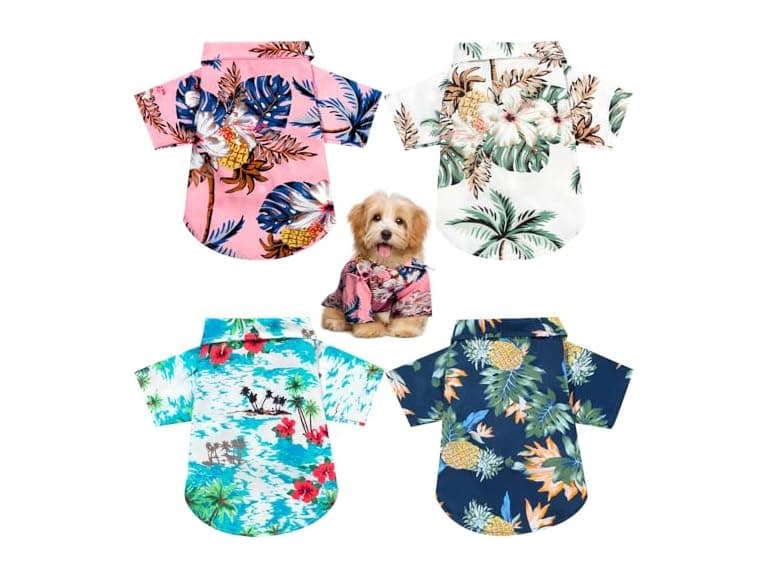 Weewooday 4 Pieces Small Pet Summer T-Shirts - Image 1