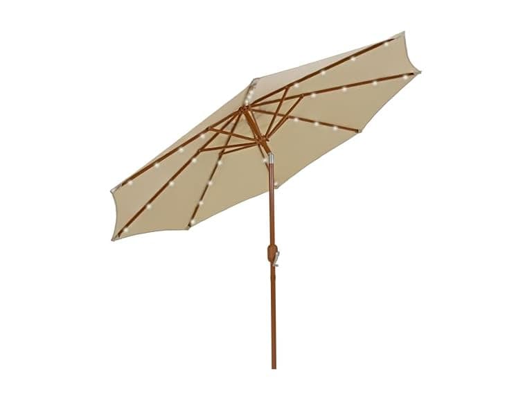 Sunnydaze Decor Patio Umbrella, Beige with Lights - Image 1
