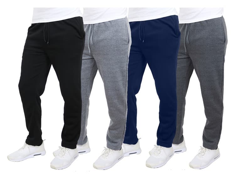 3Pk Asst Mens Open Bottom Fleece Sweatpants - Image 1