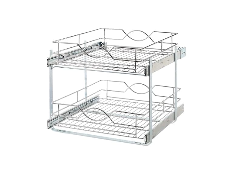 Double-Tier Wire Pull Out Kitchen and Bath Storage Basket - Image 1