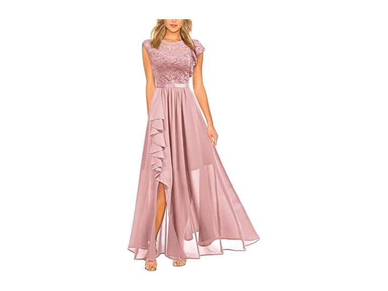 Miusol Women (L) Formal Lace Ruffle Style Dress - Image 1