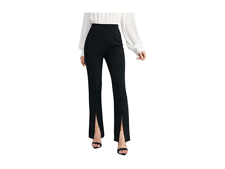 Wdirara Women (L) Split Front Elastic High Pants - Image 1
