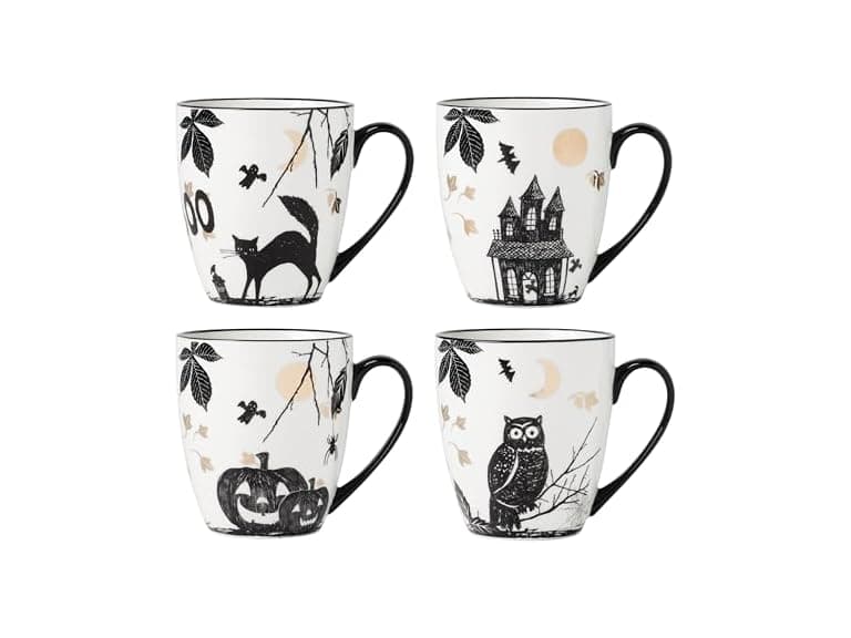 Lenox Coffee Mugs, Vintage Haunted Halloween 12 Oz Mugs Set of 4 - Image 1