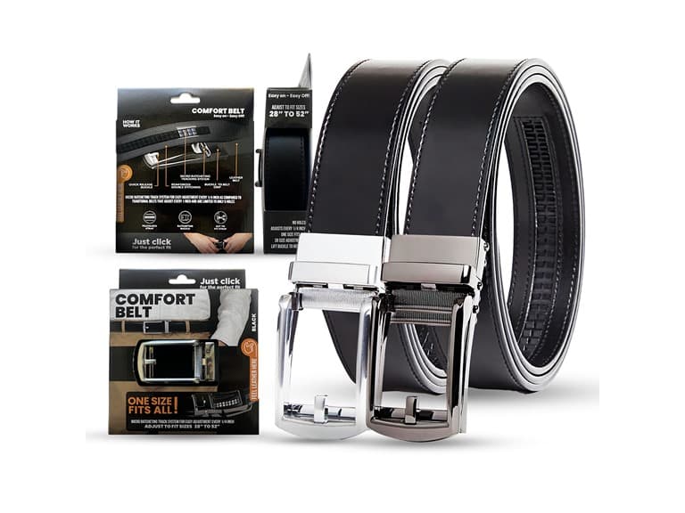 1, 2, 3-Pack Mens Leather Ratchet Belt - Image 1