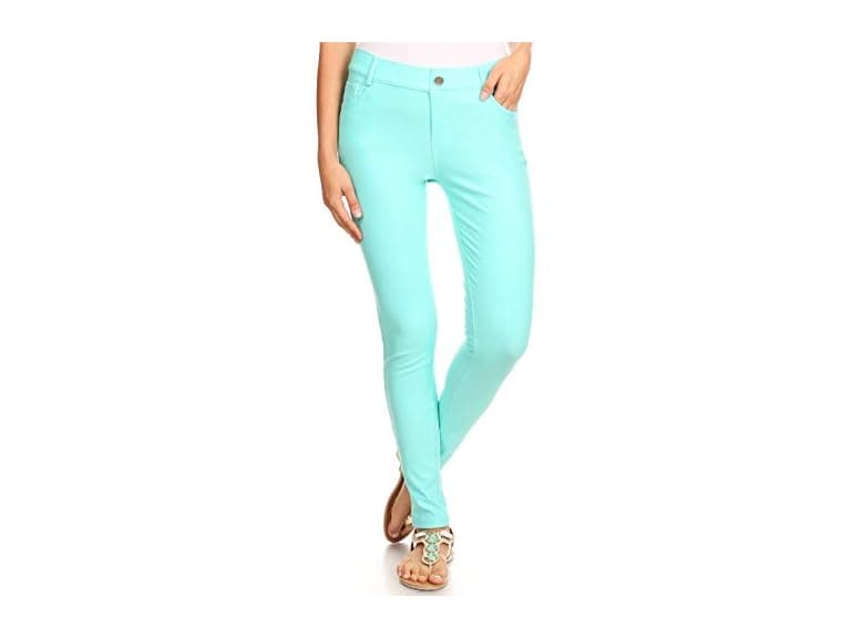 Yelete Women (S) Basic Five Pocket Pants Turquoise - Image 1