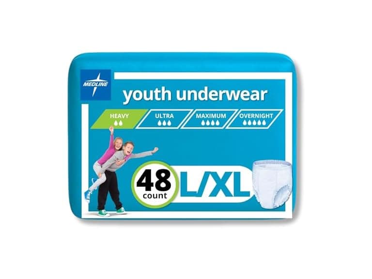 Medline Drytime Disposable Protective Youth Underwear, Large/XL, 12 Count (Pack of 4) (Open Box) - Image 1