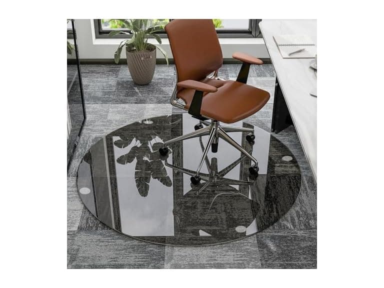 Round Tempered Glass Chair Mat - Image 1