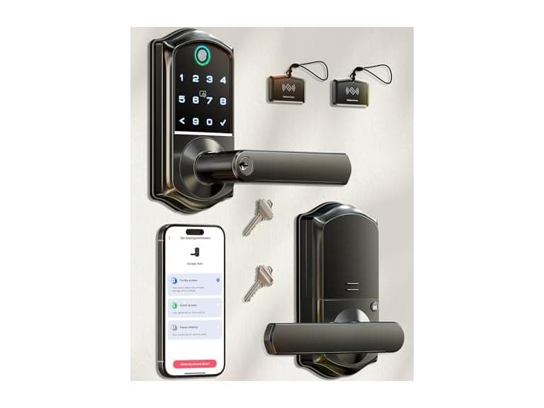 VEISE VE019 Fingerprint SmartLock with Handle, Black (Open Box) - Image 1