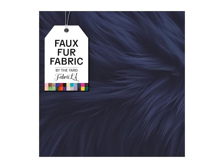 FabricLA Faux Fur Fabric by The Yard, Navy - Image 1