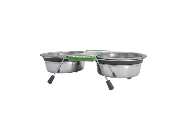 Loving Pets Silent Double Diner Pet Bowl, Grey - Image 1