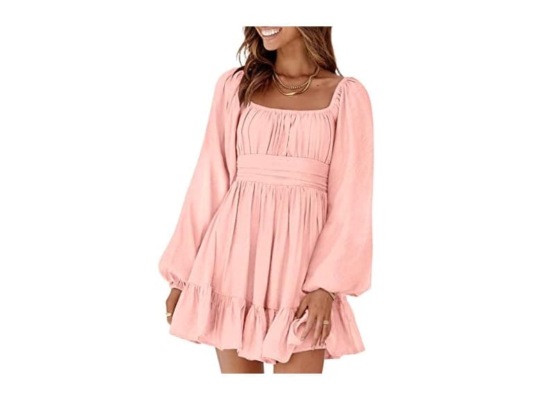 Dokotoo Women Square Neck Summer Dresses Tie Dress - Image 1