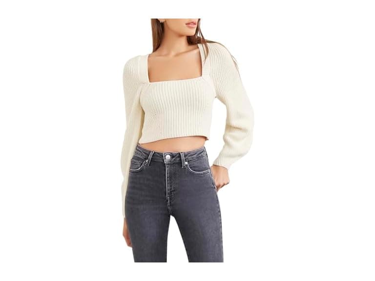 Forever 21 (L) Rib-Knit Cropped Sweater - Image 1