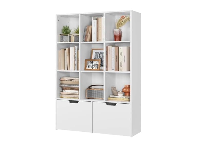 Senfot Bookshelf 9 Cubes 2 Drawers White - Image 1