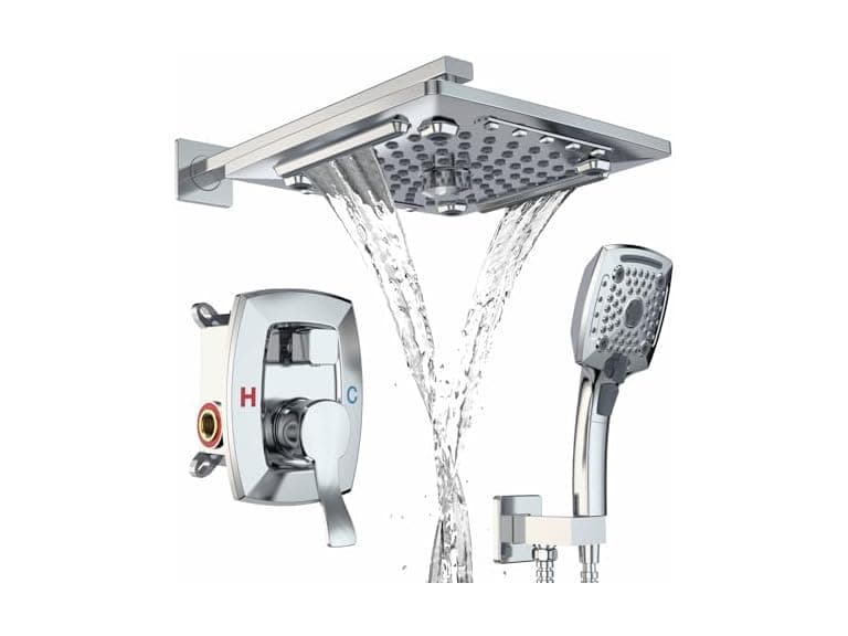 ELLO&ALLO Bathroom Shower Faucet Set Mixing Kit Chrome - Image 1