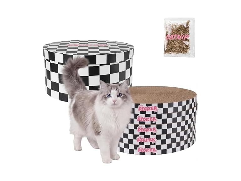 Kate 12 Inch Cardboard Cat Scratcher Pads, Black/White - Image 1