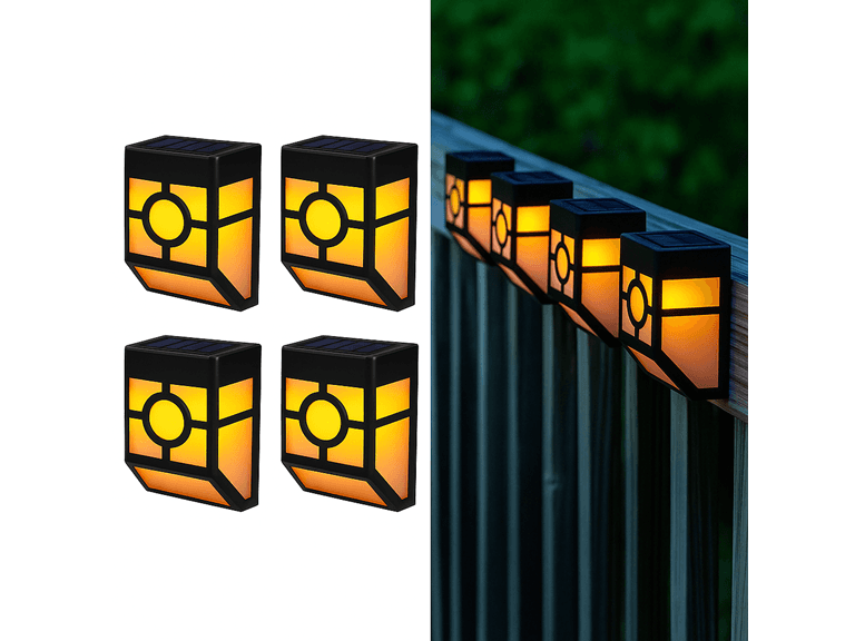 4-Pack LED Solar Garden Fence Lights - Image 1