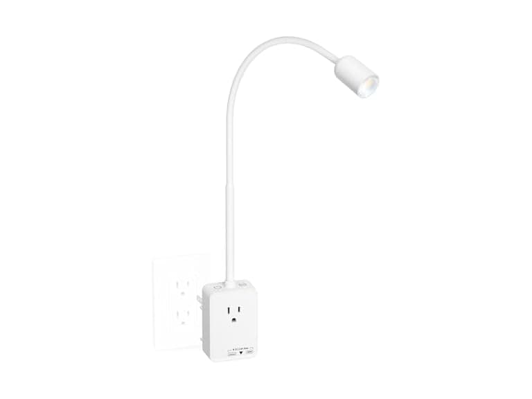 PRINCEWAY Plug In LED Reading Light with Outlet - Image 1