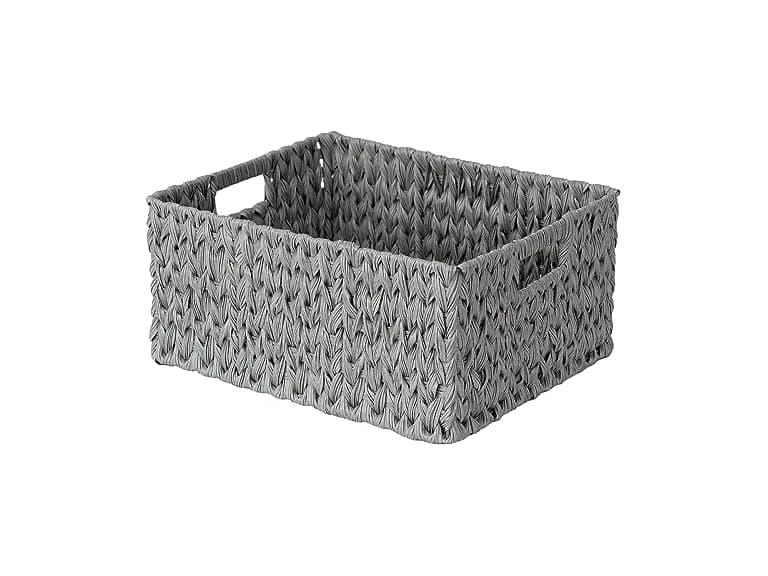 JS HANGER Large Woven Rattan Storage Basket Grey - Image 1