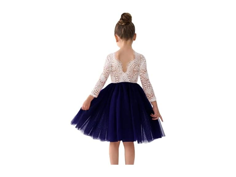 2Bunnies (4T) Girl Peony Lace Back A-Line Dress - Image 1