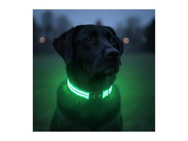 Tractive LED Light Up Dog Collar USB Rechargeable (Green) - Image 1
