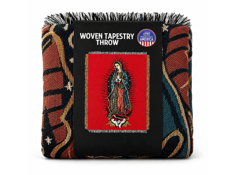 Virgin Guadalupe Woven Tapestry Blanket - Image 1