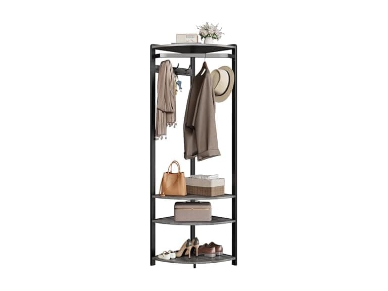 MOVECOM Coat Rack with Shoe Storage,Grey - Image 1
