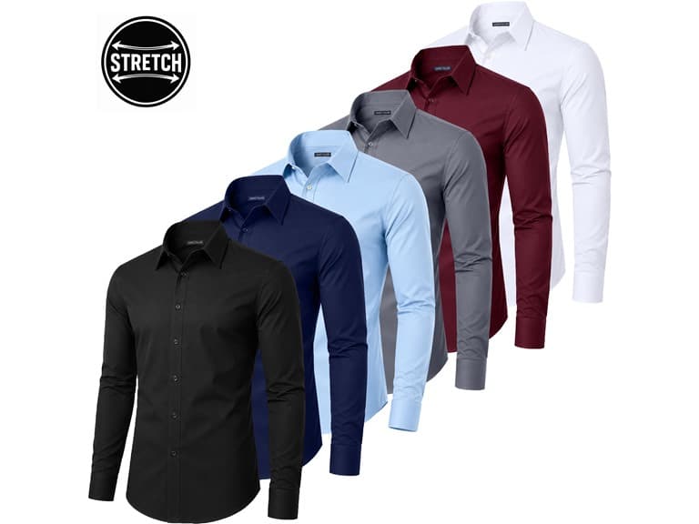 3Pk Mens L/S Stretch Dress Shirt - Image 1