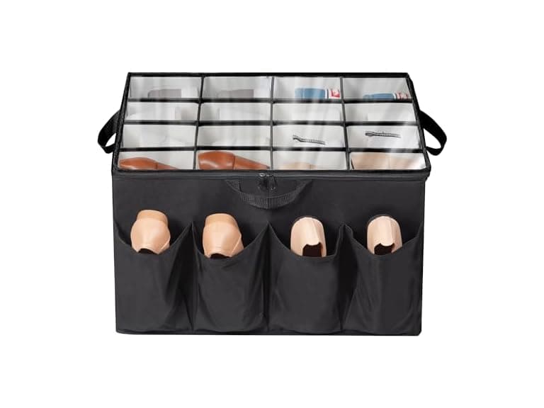 Fabric Shoe Organizer for Closet,Black, 1 Pack - Image 1