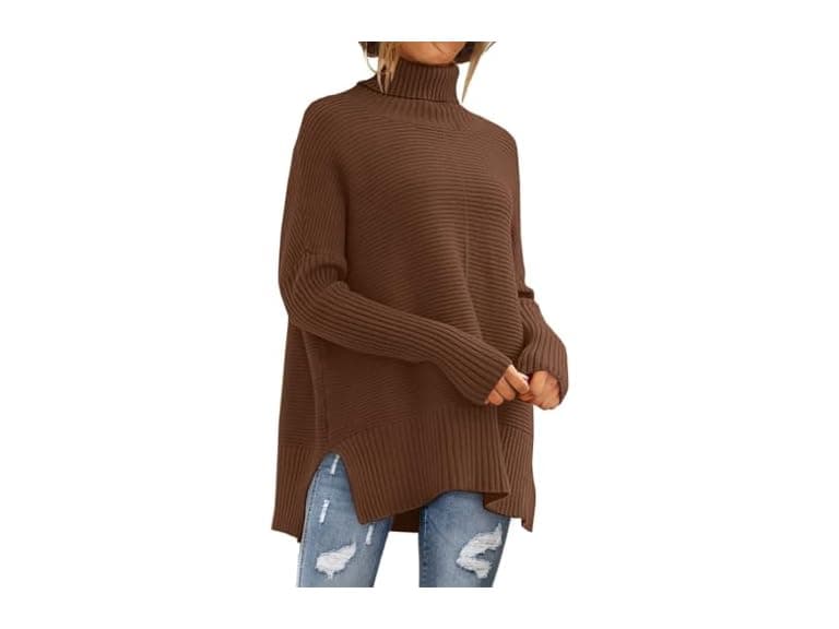 Efan Women (L) Oversized Turtleneck Fall Sweaters - Image 1