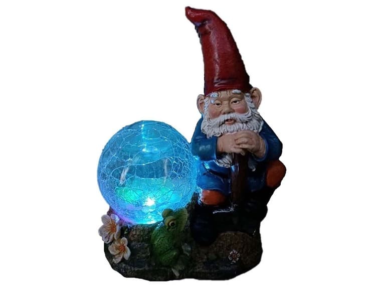 9" Solar Resin Garden Gnome - Image 1