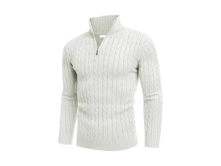 Coofandy Men (XXL) Half Zip Sweater Slim Pullover - Image 1