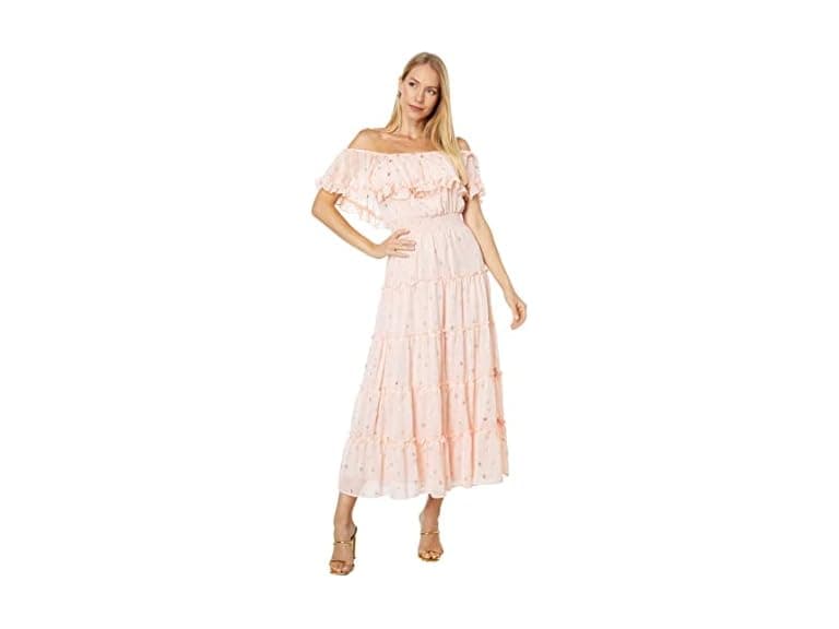 Vince Camuto Women Short Sleeve Tiered Foil Dress - Image 1